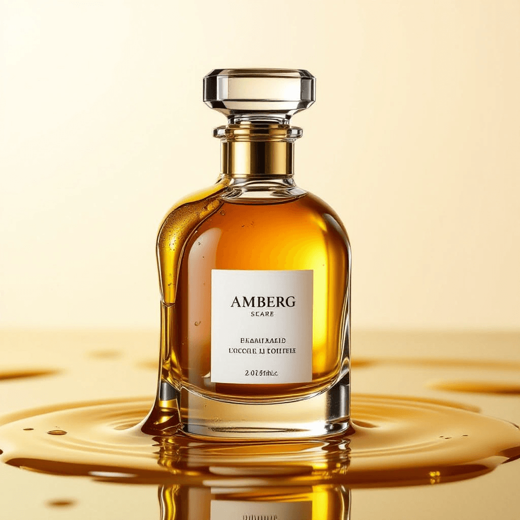 Amber serum bottle in honey texture