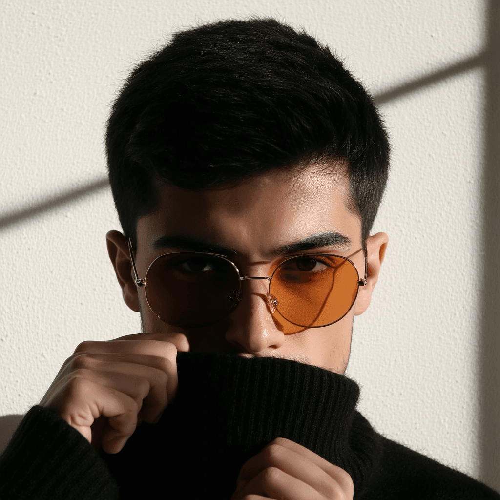 Male model portrait with warm directional light